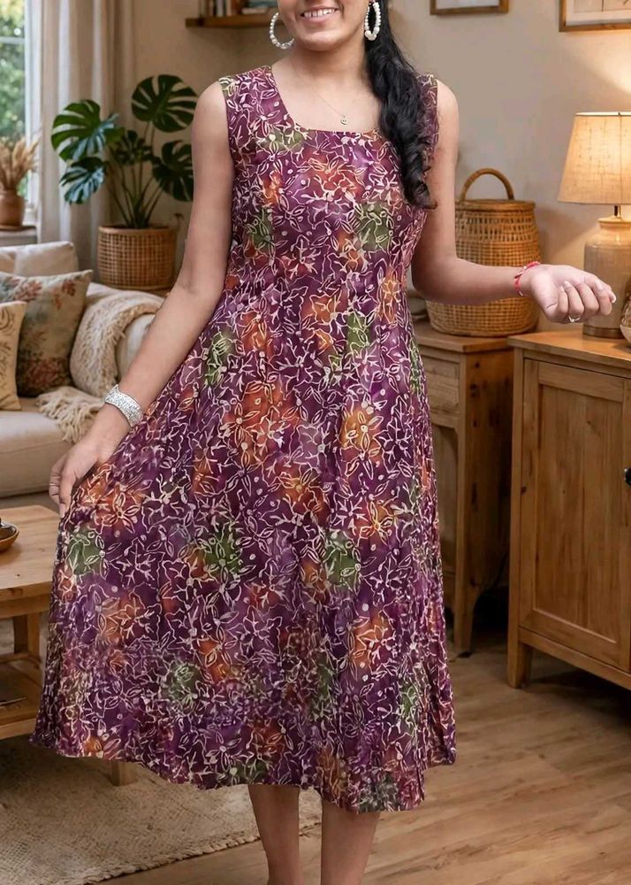 Boho Floral Print Sleeveless Dress