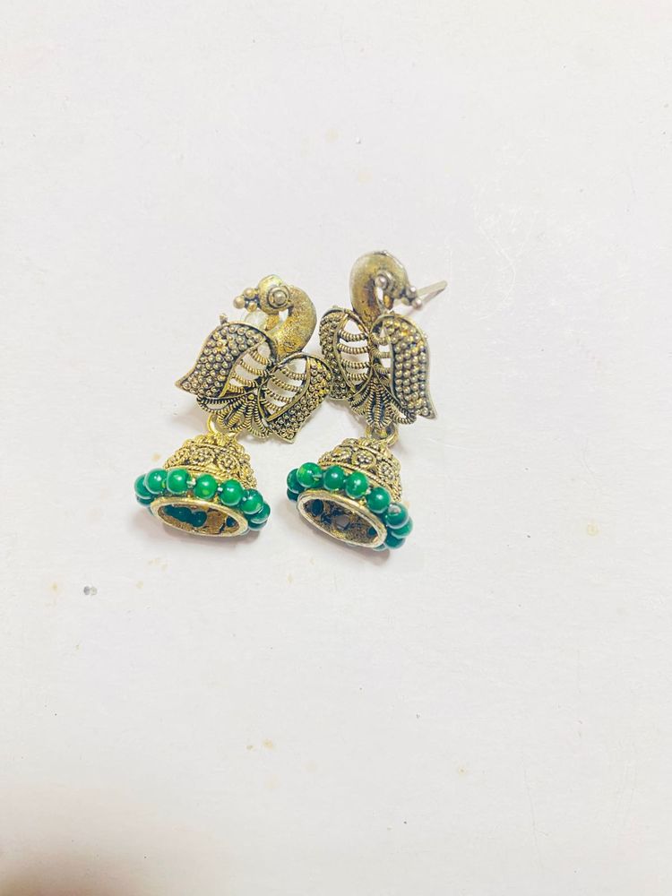 Peacock Jhumka Earrings