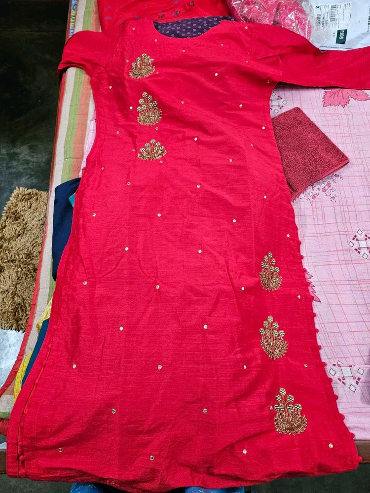 Red Embellished Kurta ❤️