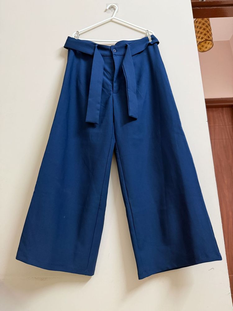 Navy Blue High-Waist Trousers