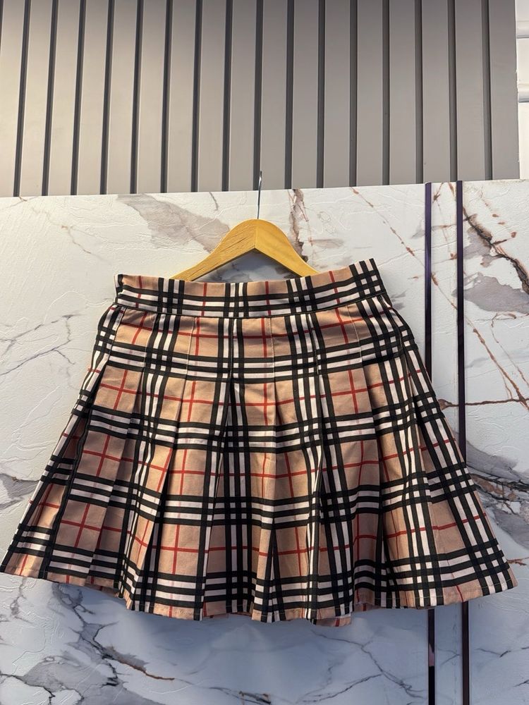 Pleated Plaid Skirt