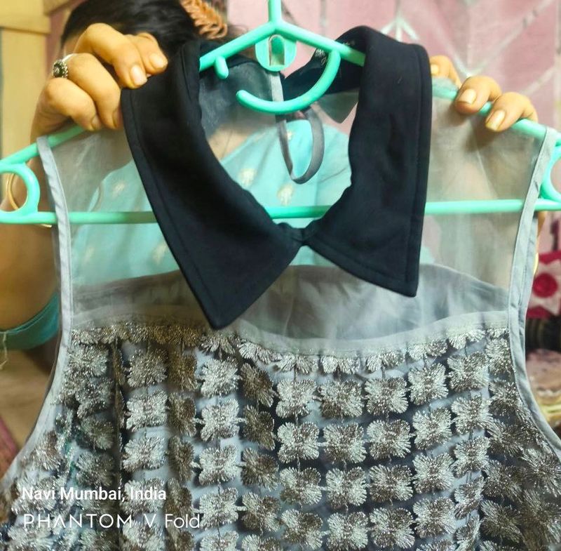 Korean Crochet Top-Dark Silver Stylish Collar