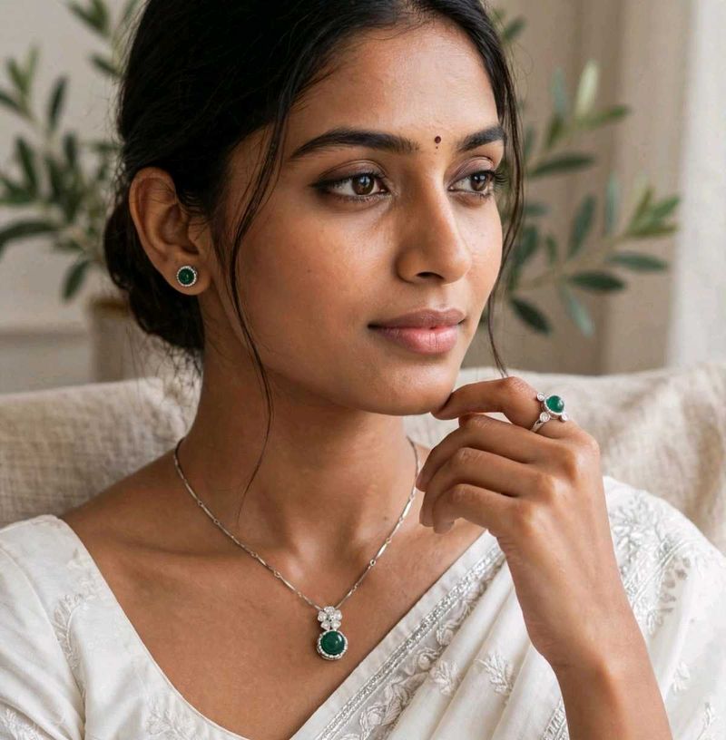 Elegant Emerald Jewelry Set