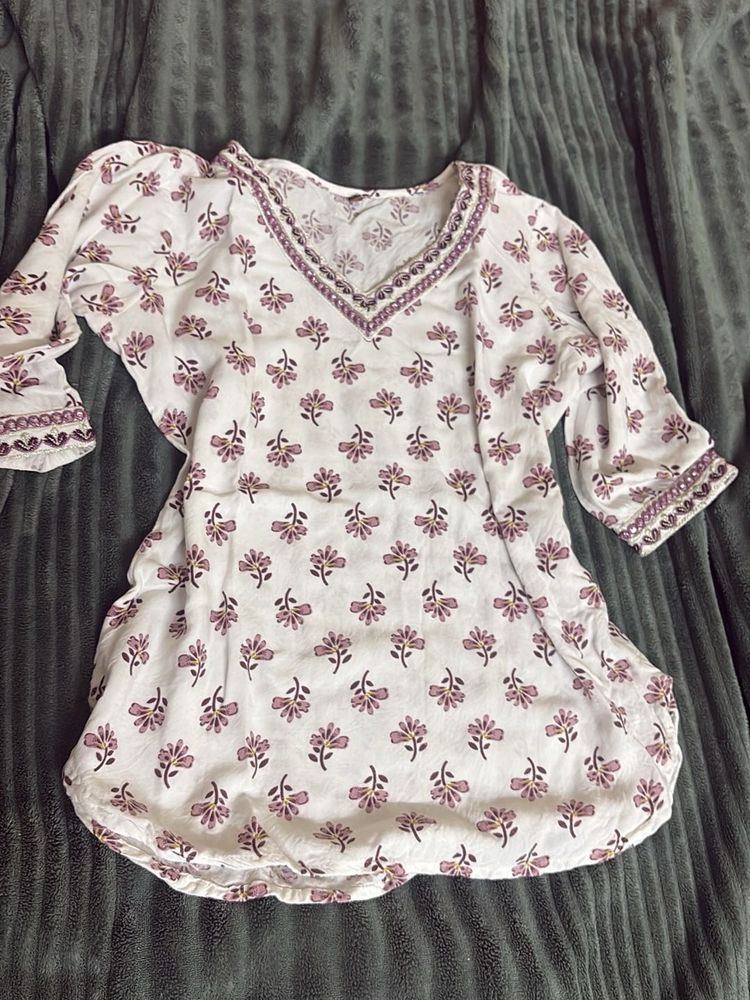 Boho Floral Print Kurta Top