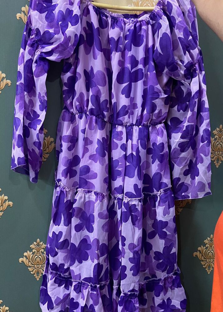 Purple Floral Tiered Maxi Dress
