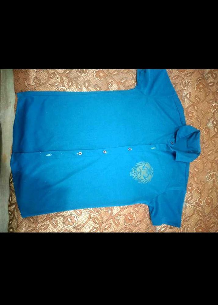 Blue Polo Shirt with Emblem