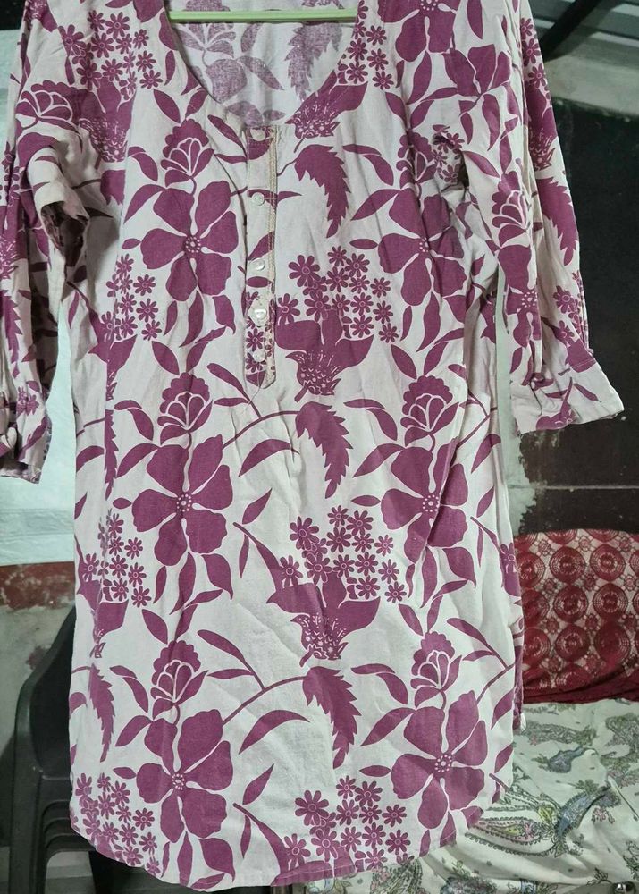 Charming Floral Print Kurta