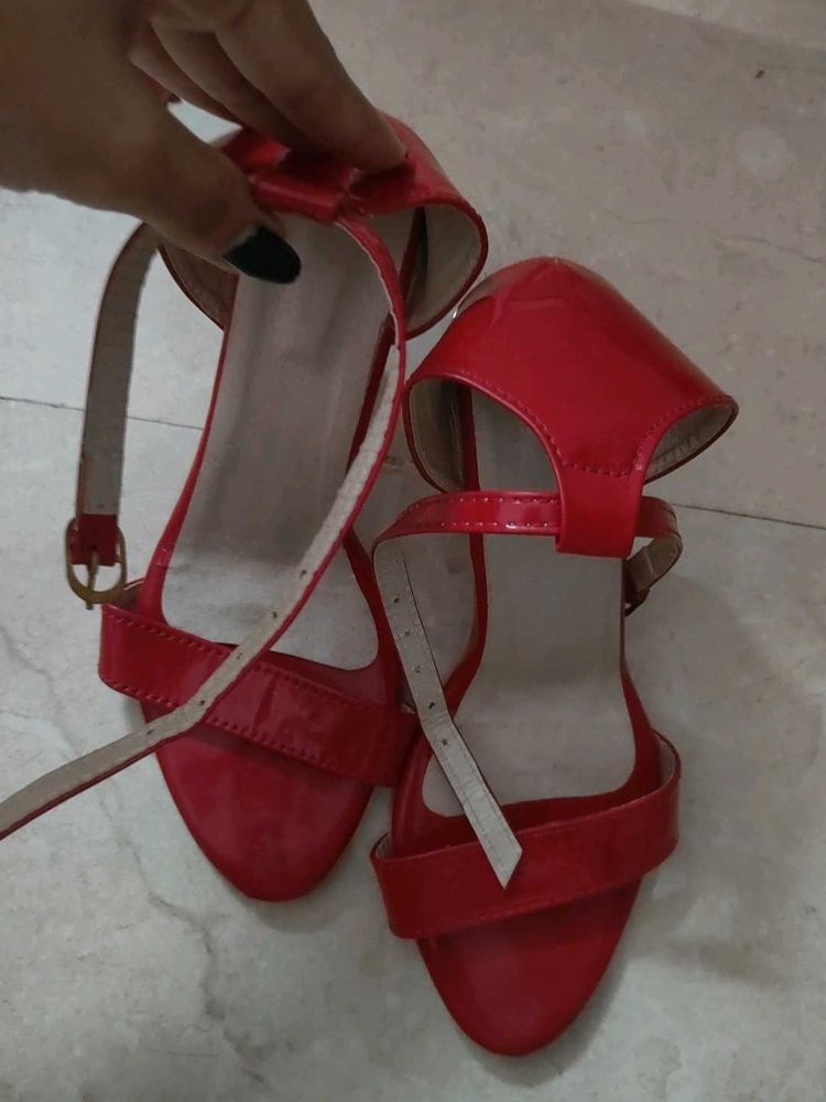 Red Patent Heels with Ankle Strap