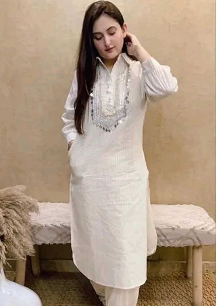 Elegant White Kurti Set