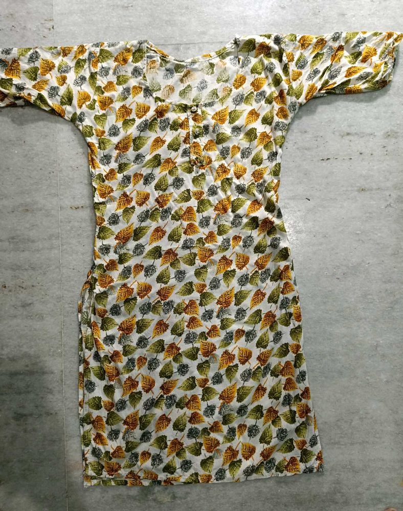 Leaf Print Cotton Kurta