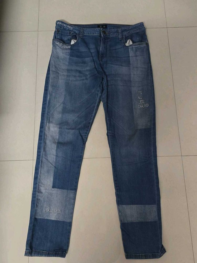 Best Discount!! Patchwork Blue Denim Jeans