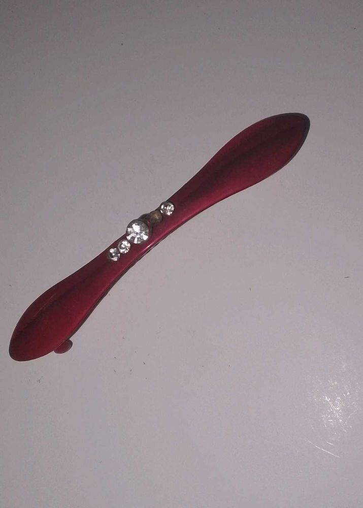 Red Hair Clip with Rhinestones