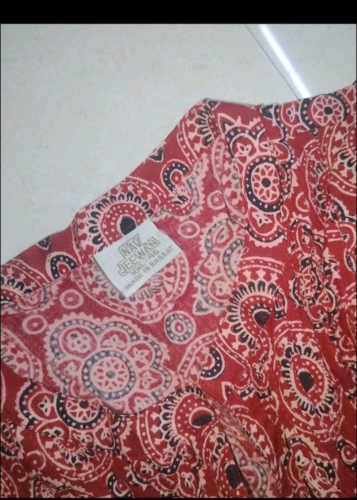 Traditional Red Paisley Print Kurta