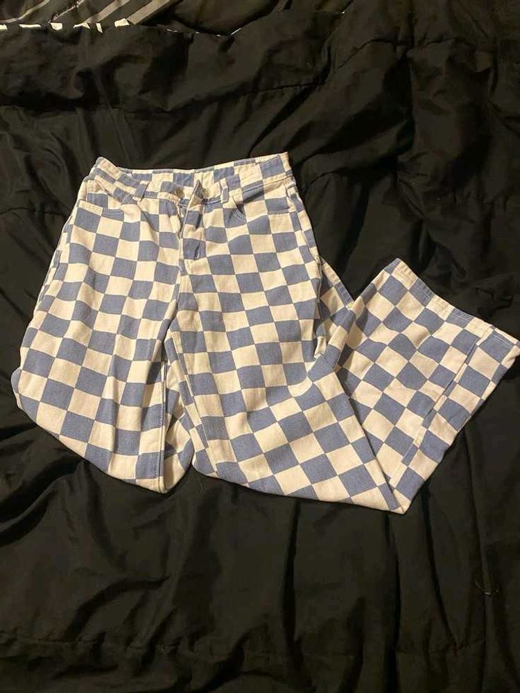 Checkerboard Wide Leg Pants