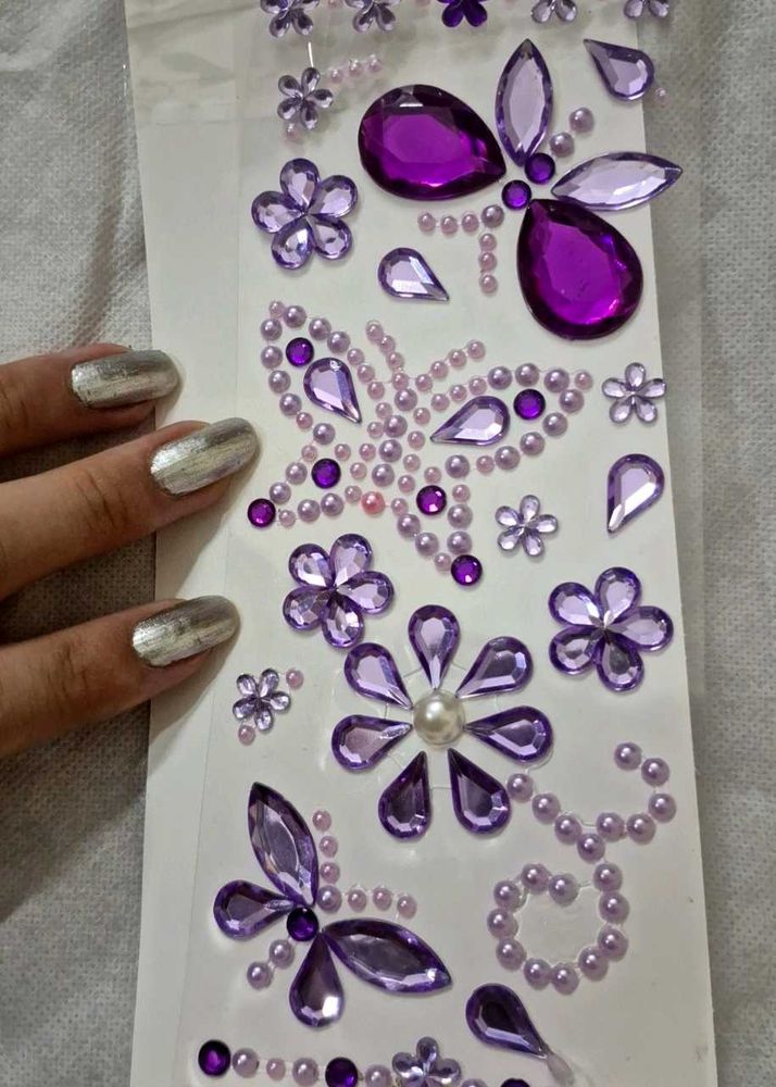 Whimsical Purple Rhinestone Sticker Sheet