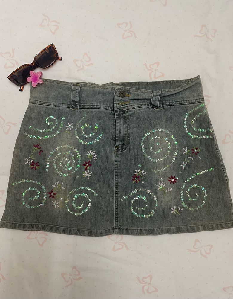 Alfredo Venini Beaded Embroidered Mini skirt y2k