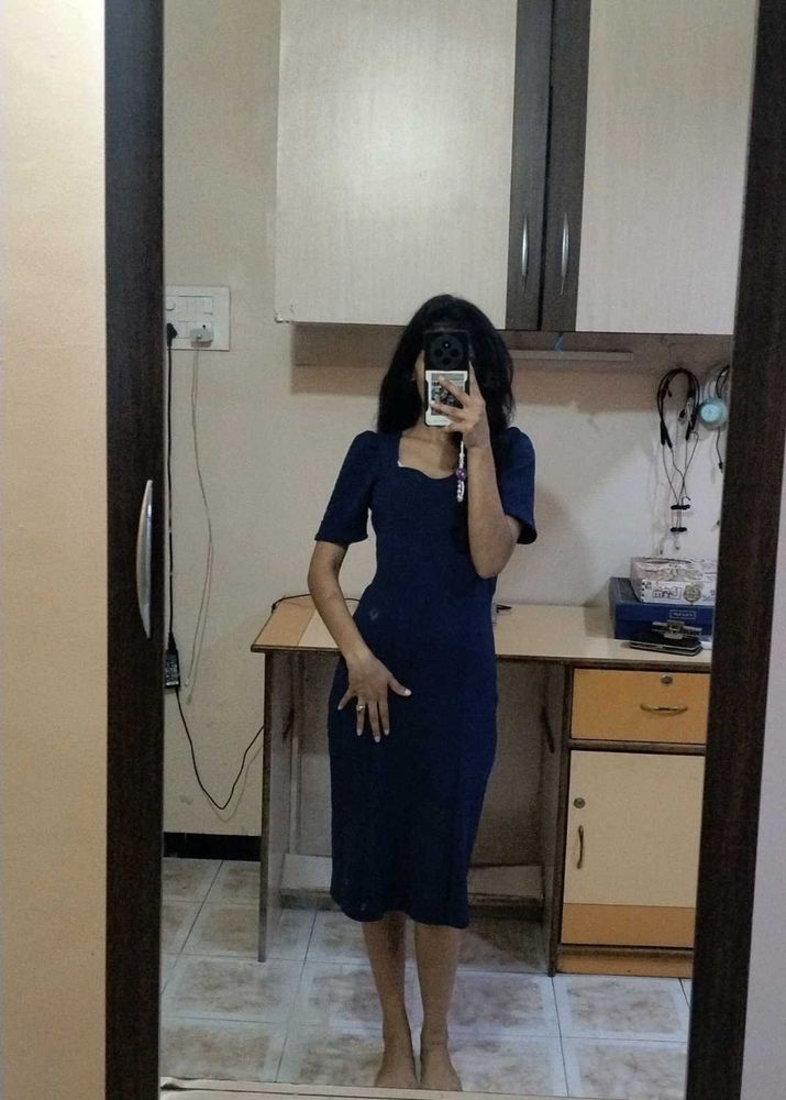 Navy Blue Midi Dress | Excellent Condition