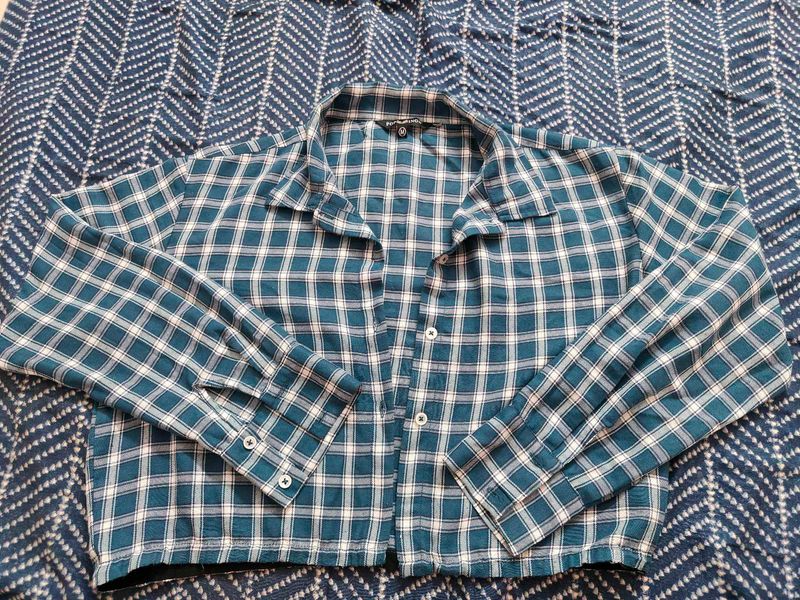 Plaid Cropped Collared Shirt