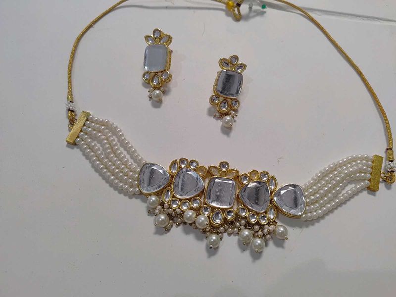 Pearl &amp; Kundan Necklace Set