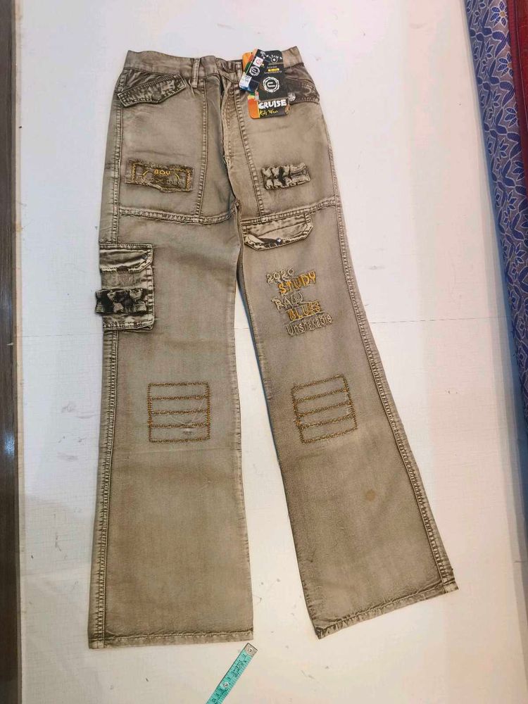 Vintage Y2K Olive Khaki Flared Cargo Pants