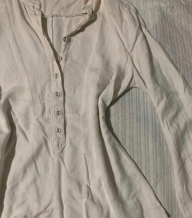 Cream Casual Button-Up Top