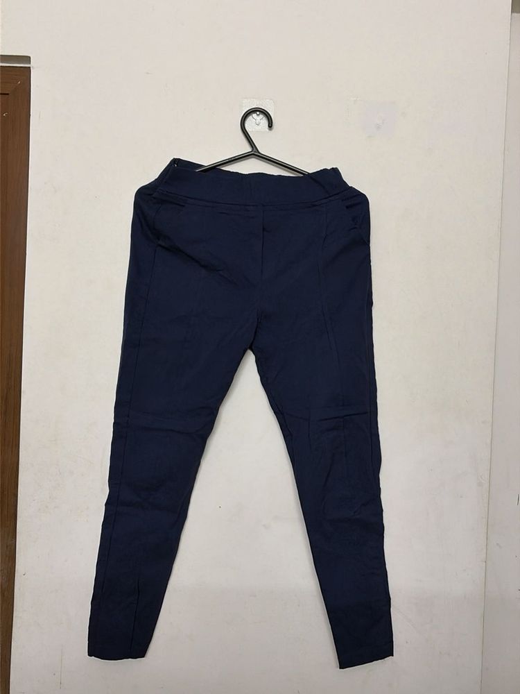 Navy Blue Slim Fit Pants