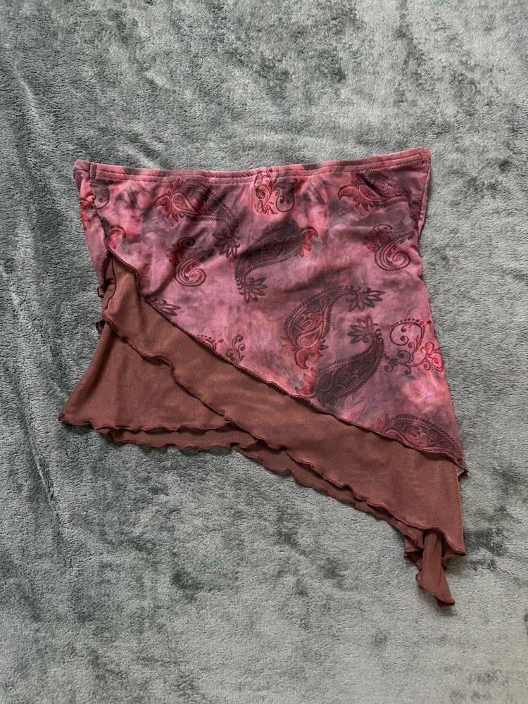 Y2K Pink Paisley Layered Tube Top
