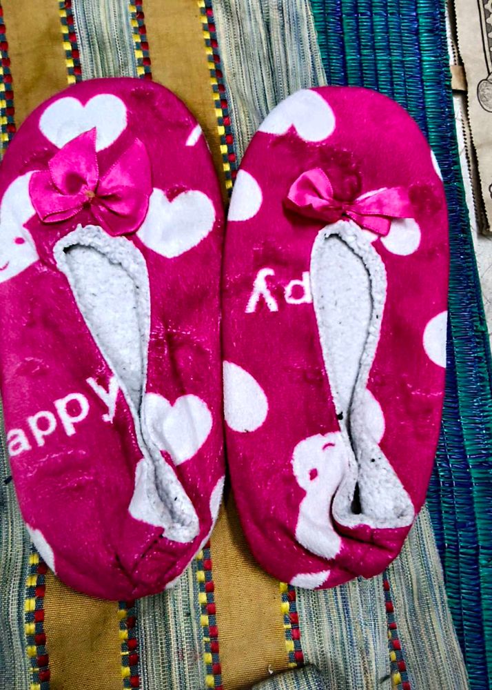 Cute Pink Bow Slippers