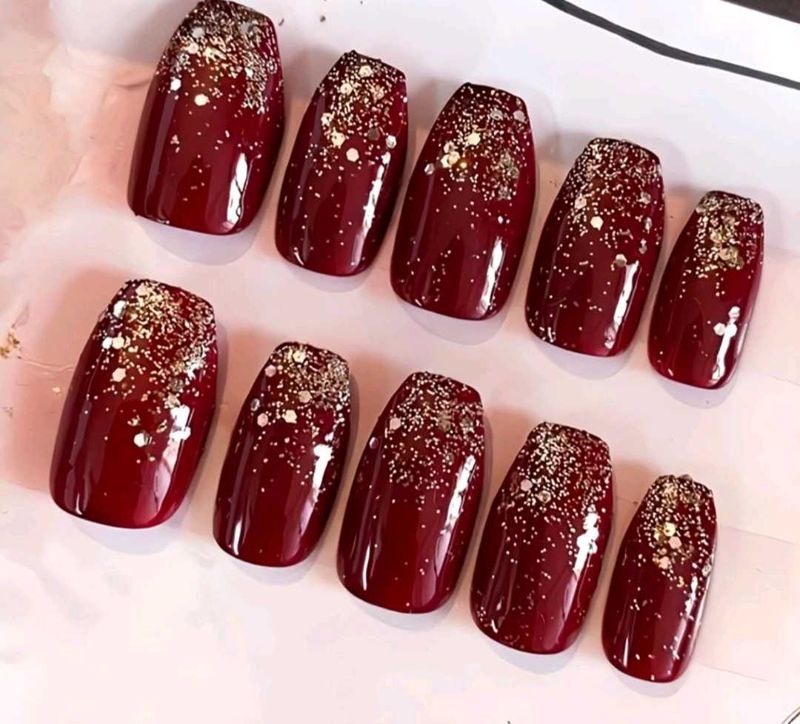 Sparkling Burgundy Press-On Nails