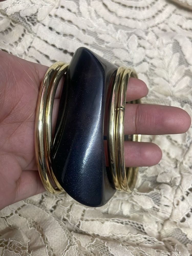 Chunky Resin Bangle Set of 5 with Gold Accents