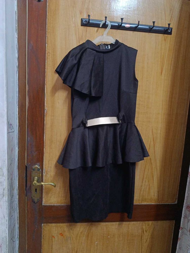 Stylish Black Peplum Dress