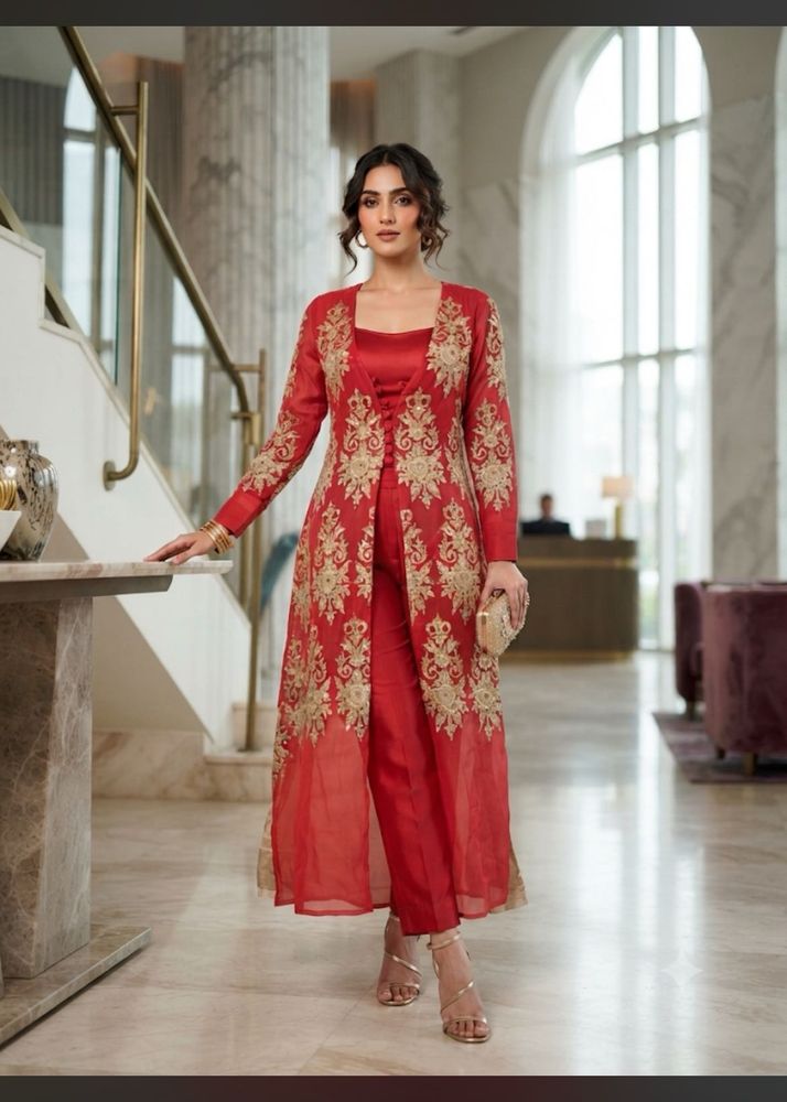 Pintresty peach Embroidered Kurta