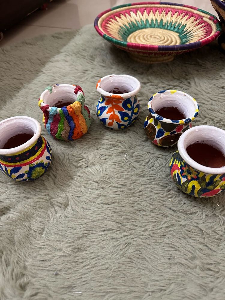 Handcrafted Decorative Pottery Set of 5