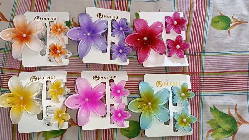 6-Flower Hair Clip Set