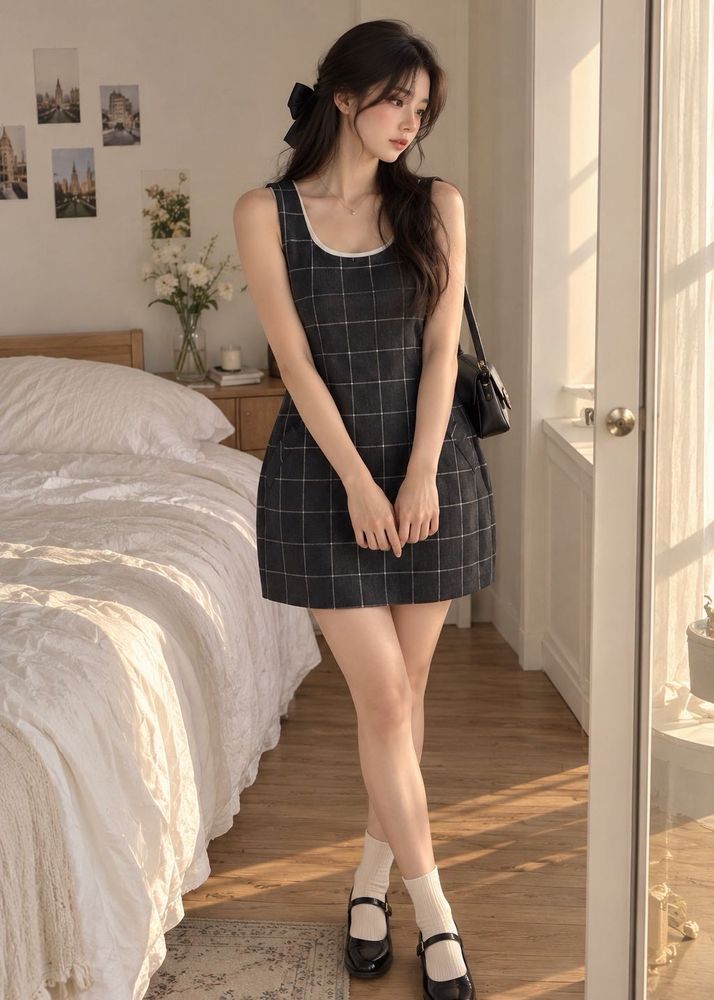 Chic Plaid Sleeveless Mini Dress