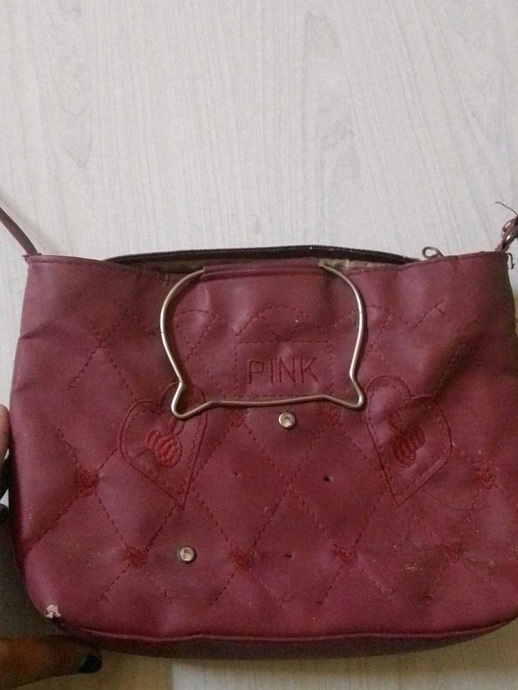 Chic Quilted Handbag with "PINK" Accent