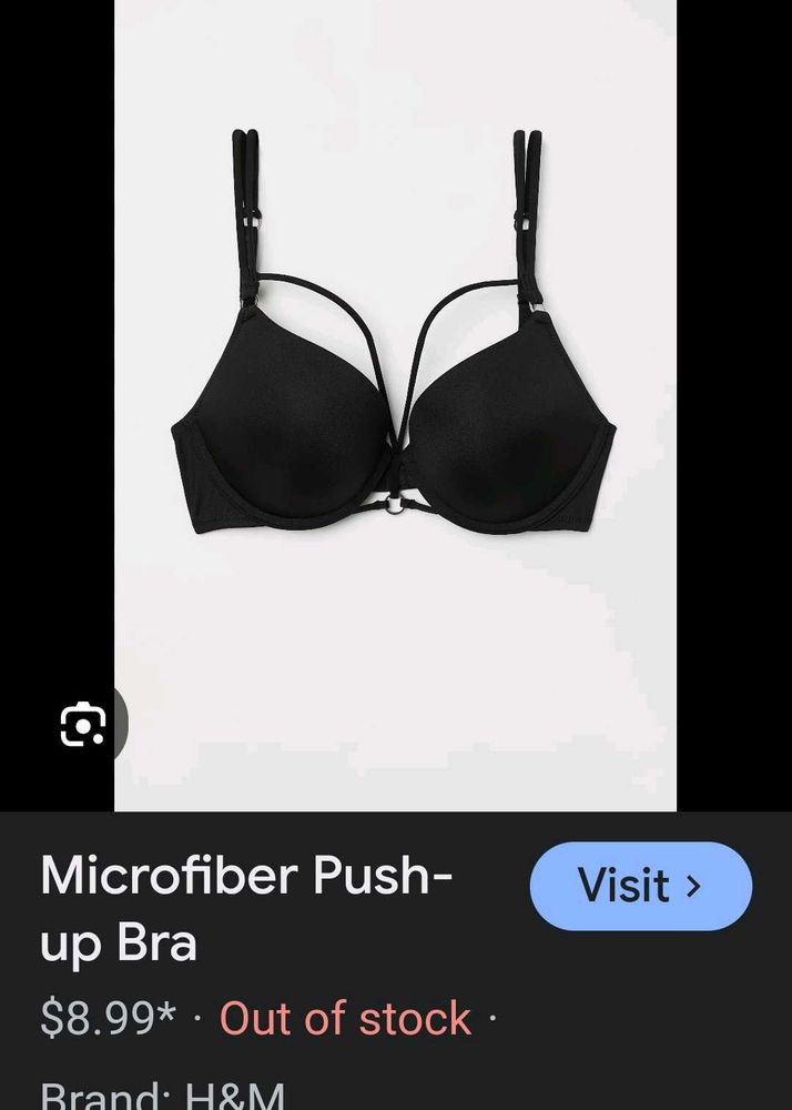 (H&amp;M) Stylish Black Microfiber Push-up Bra