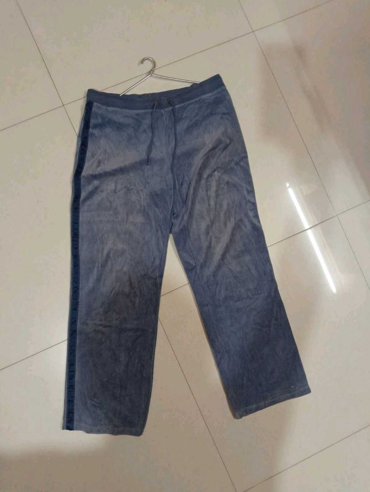 Blue Velour Track Pants