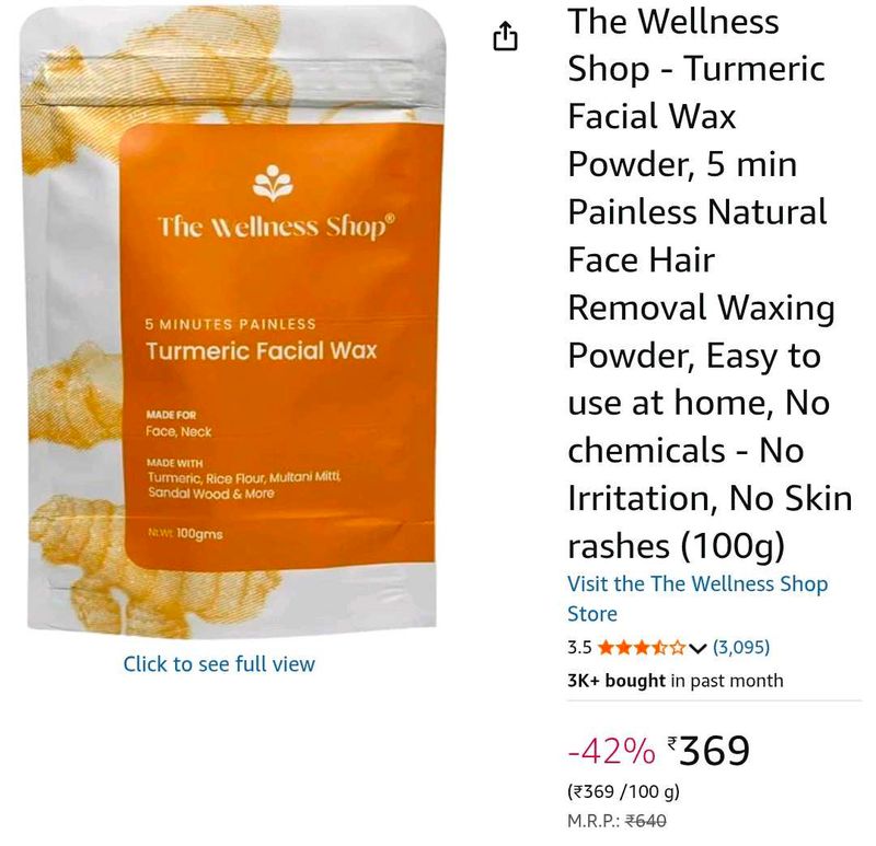 Turmeric Facial Wax Powder