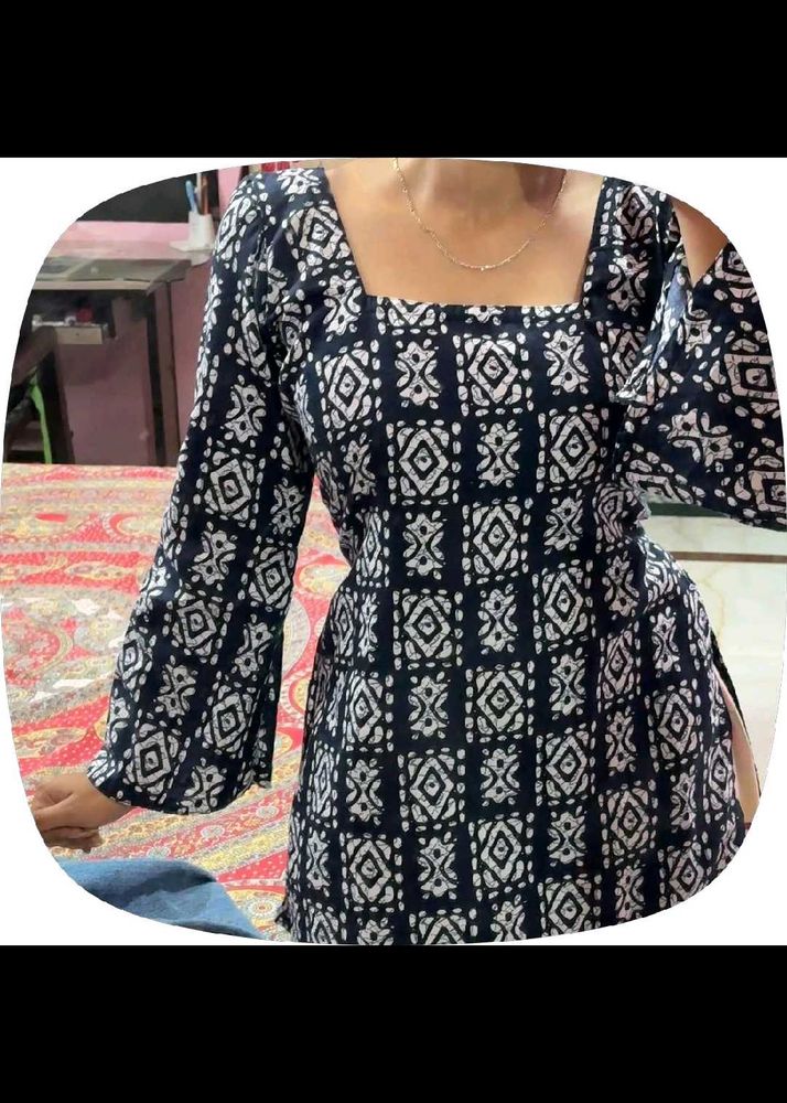 Blue Batik Print Kurta
