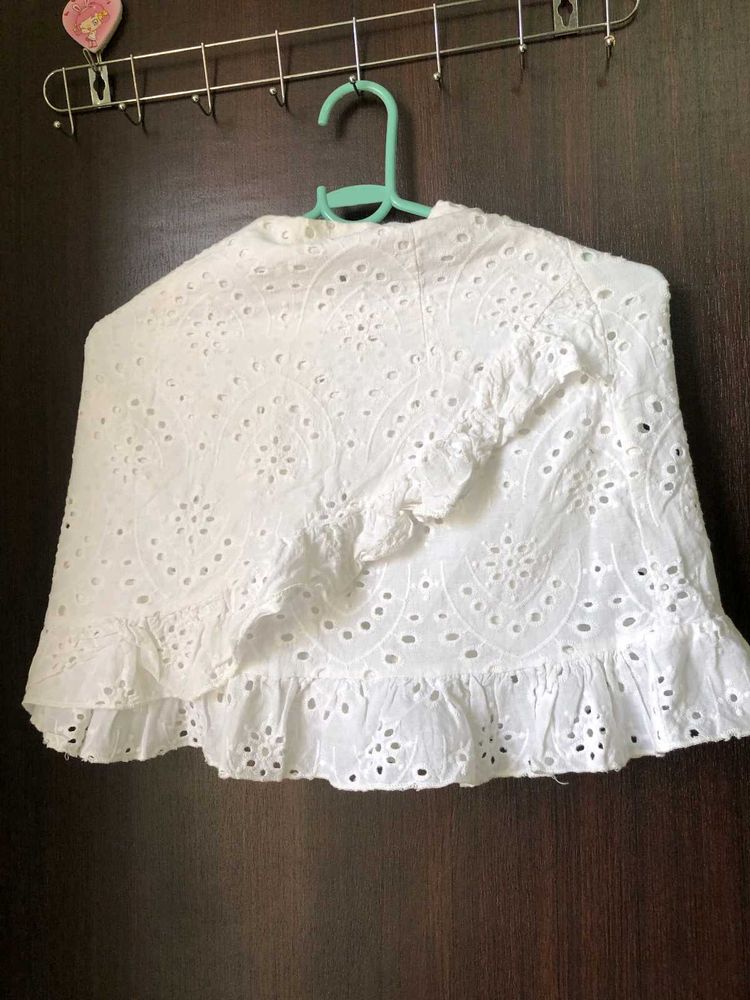 White Eyelet Ruffle Skirt