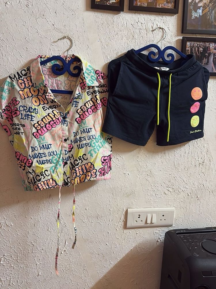 Crop Top &amp; Smiley Shorts Set