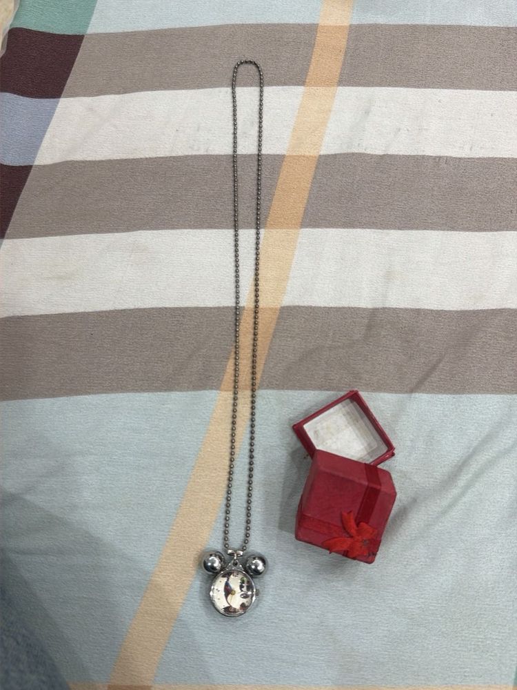 Mickey Mouse ek watch Pendant Necklace with Box