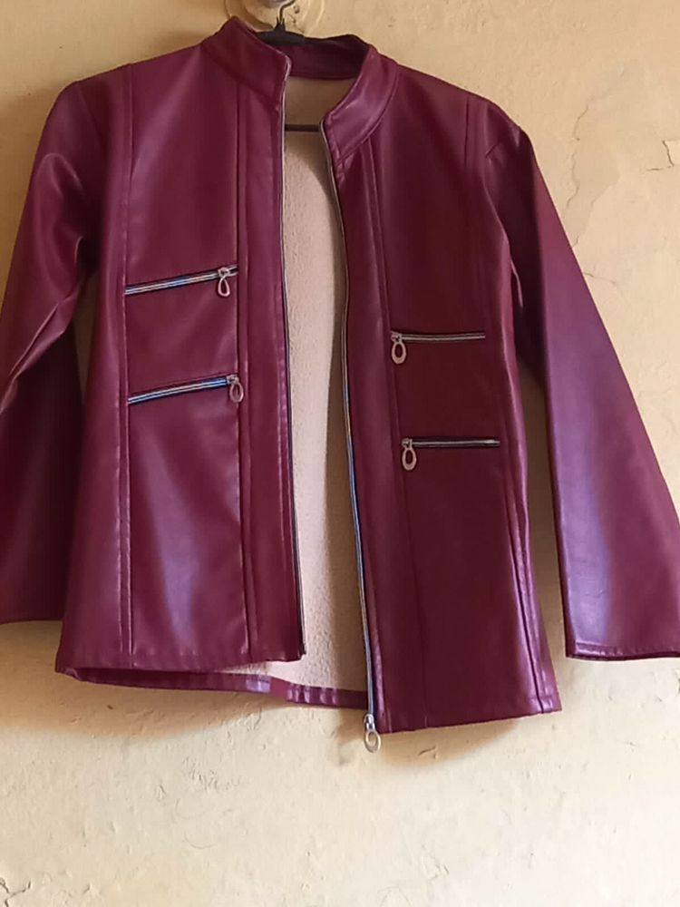 Maroon Leather Jacket For Winters