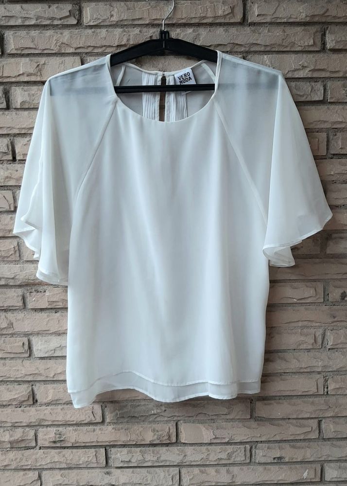 Vero Moda White Sheer Blouse Top