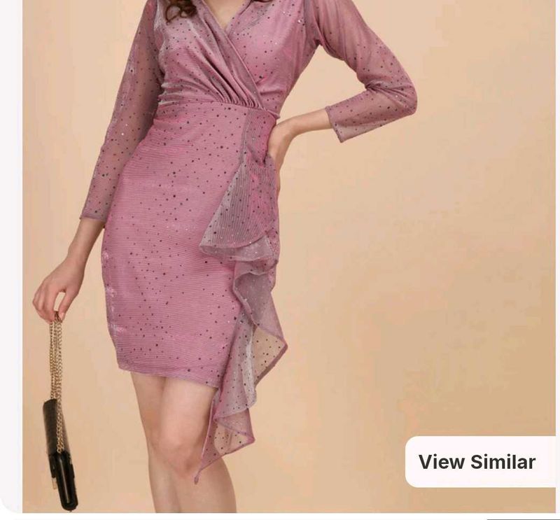 Sparkly Wrap Dress with Ruffles