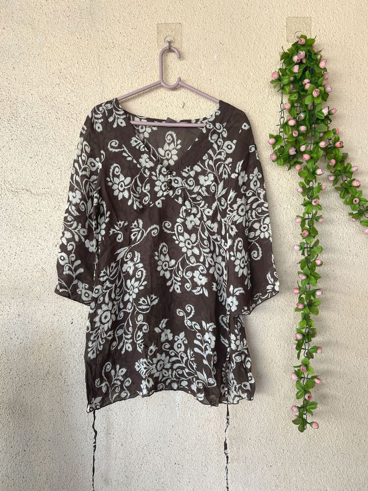 Bohemian Floral Print Tunic Top