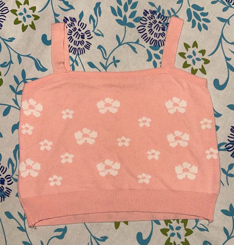 Pink Knit Crop Top