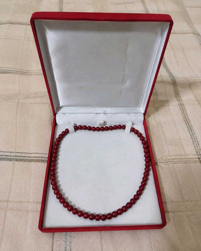 Original Red coral  pearl beaded Necklace