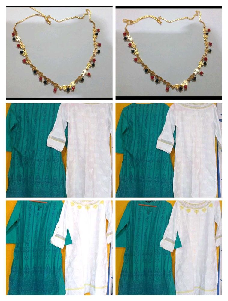 Gold Plated Necklace &amp; KurtiesSet